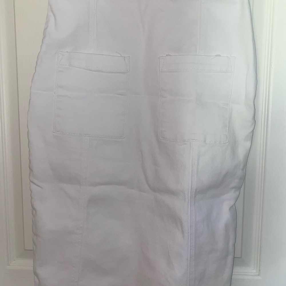 White Midi Denim Dress with Tortoise Accent by Shoe Dazzle EUC - Picture 11 of 12